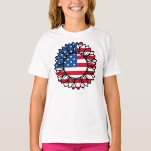 Amerikanische Flagge Sonnenblume-32222 T-Shirt