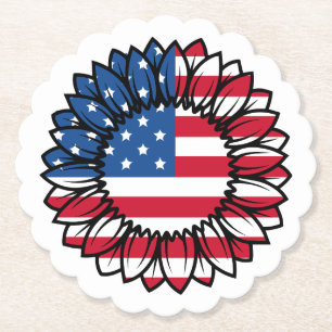 Amerikanische Flagge Sonnenblume-32222 Untersetzer