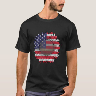 Amerikanische Flagge Sonnenblume 4. Juli Merica Am T-Shirt