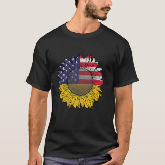 Amerikanische Flagge Sonnenblume 4. Juli Merica Am T-Shirt