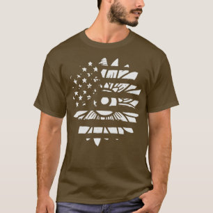Amerikanische Flagge Sonnenblume 4. Juli T-Shirt