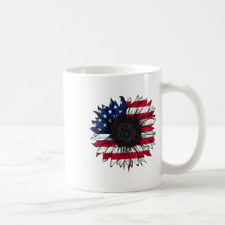 Amerikanische Flagge Sonnenblume 4. Juli Unabhängi Kaffeetasse