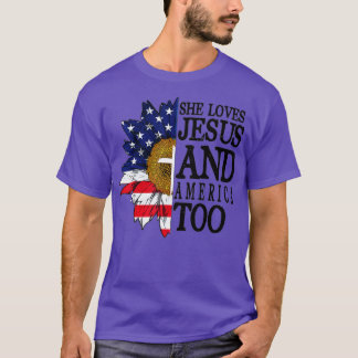 Amerikanische Flagge Sonnenblume Sie Liebe Jesus u T-Shirt