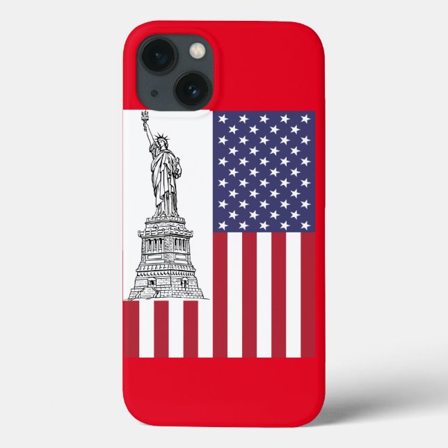 Amerikanische Flagge, Staute der Freiheit Case-Mate iPhone Hülle (Rückseite)