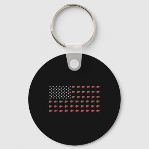 Amerikanische Flagge Steaks Essen USA Patriotismus Schlüsselanhänger