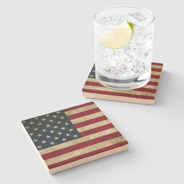 Amerikanische Flagge Steinuntersetzer (Seitenansicht)