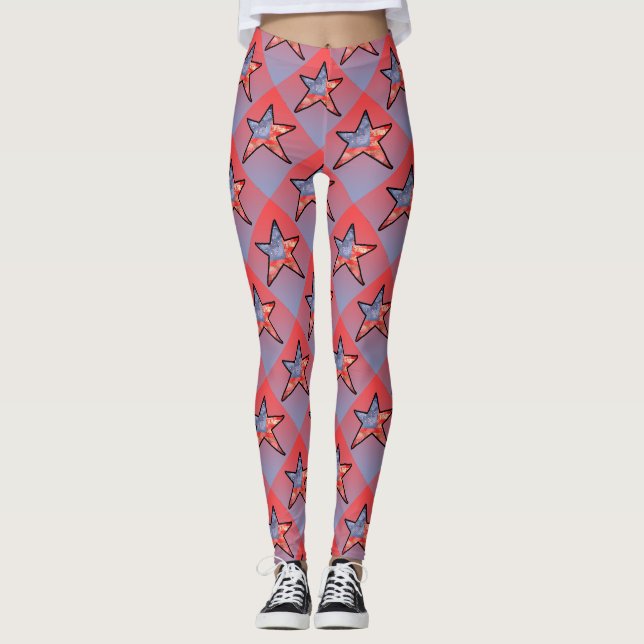 Amerikanische Flagge Stern Leggings (Vorderseite)