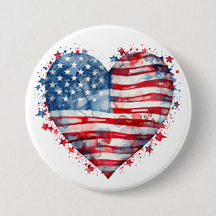 Amerikanische Flagge Sterne Streifen Herz Patrioti Button