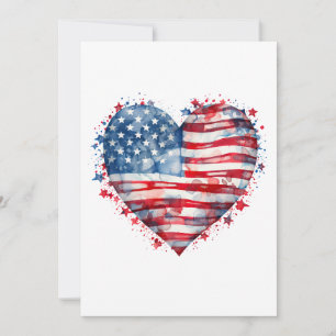 Amerikanische Flagge Sterne Streifen Herz Patrioti Einladung