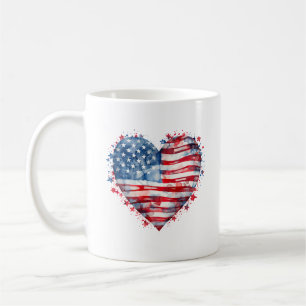 Amerikanische Flagge Sterne Streifen Herz Patrioti Kaffeetasse