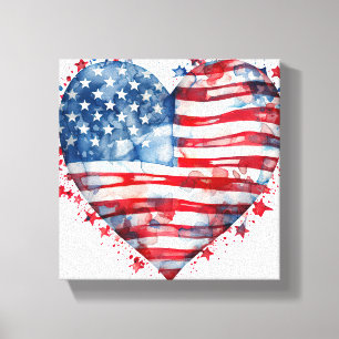 Amerikanische Flagge Sterne Streifen Herz Patrioti Leinwanddruck