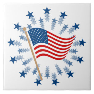 Amerikanische Flagge Sternenexplosion Feuerwerk 4. Fliese
