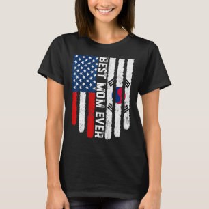 Amerikanische Flagge Südkorea Flagge Beste Mama je T-Shirt