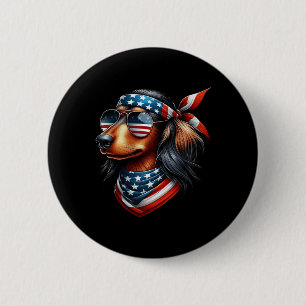 Amerikanische Flagge Sungles 4. Juli Dackel Button