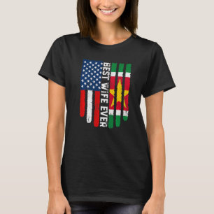 Amerikanische Flagge & Suriname-Flagge Beste Ehefr T-Shirt