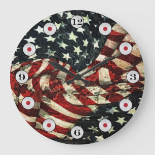 Amerikanische Flagge-Tarnung von Shirley Taylor Große Wanduhr