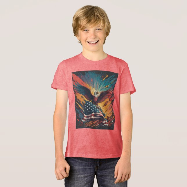 Amerikanische Flagge Tri-Blend Shirt (Vorderseite voll)