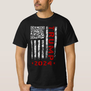 Amerikanische Flagge Trump 2024 45/47 QR Tanzcode T-Shirt