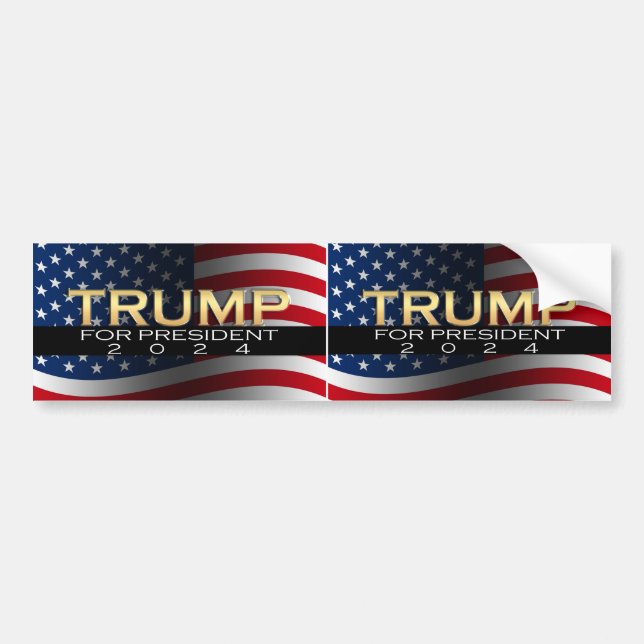 Amerikanische Flagge Trump 2024 Gold Patriotic Autoaufkleber (Vorne)