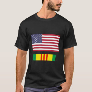 Amerikanische Flagge über Vietnam Service Ribbon T-Shirt