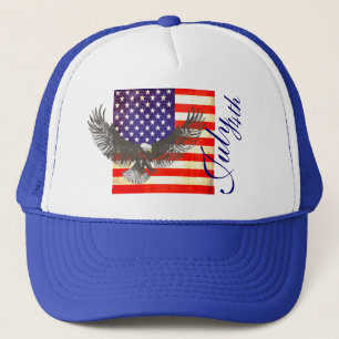 Amerikanische Flagge und Adler 4. Juli Hut Truckerkappe