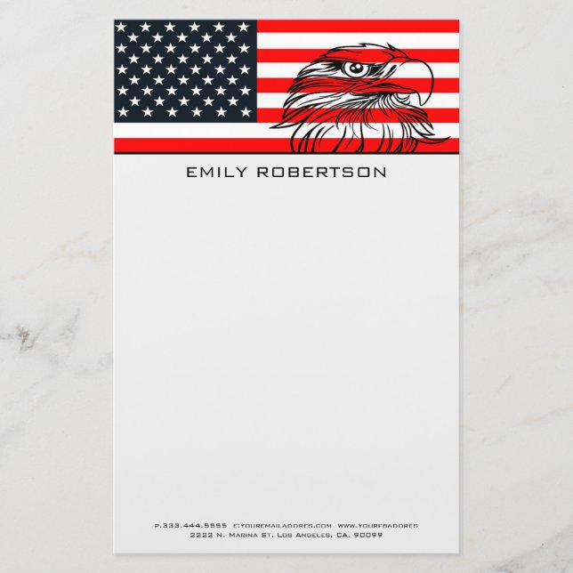 Amerikanische Flagge und Adler Briefpapier (Vorderseite)