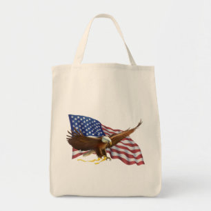 Amerikanische Flagge und Adler doppelseitig Tragetasche
