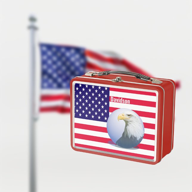 Amerikanische Flagge und Adler Metall Brotdose (Von Creator hochgeladen)