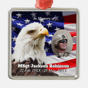 Amerikanische Flagge und Adler Ornament Aus Metall