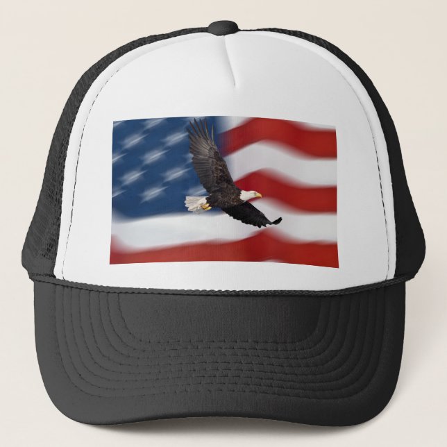 Amerikanische Flagge und Adler Truckerkappe (Vorderseite)