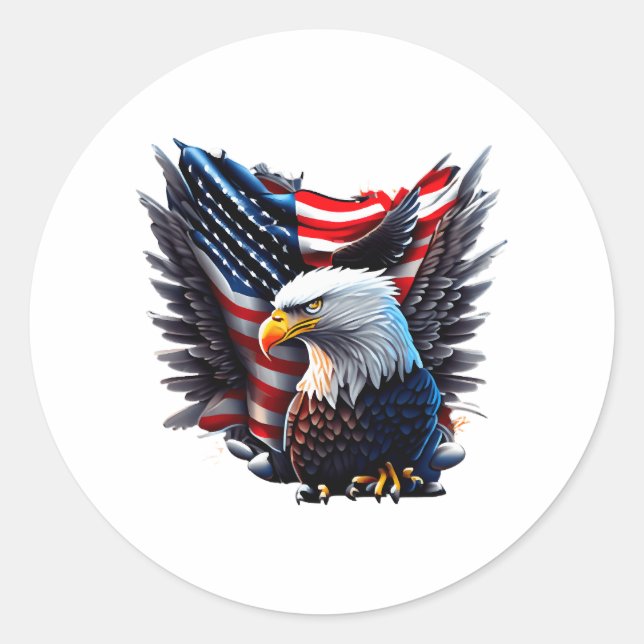 Amerikanische Flagge und Adlergrafik Runder Aufkleber (Vorderseite)