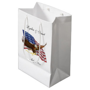 Amerikanische Flagge und Adlerhochzeit Mittlere Geschenktüte