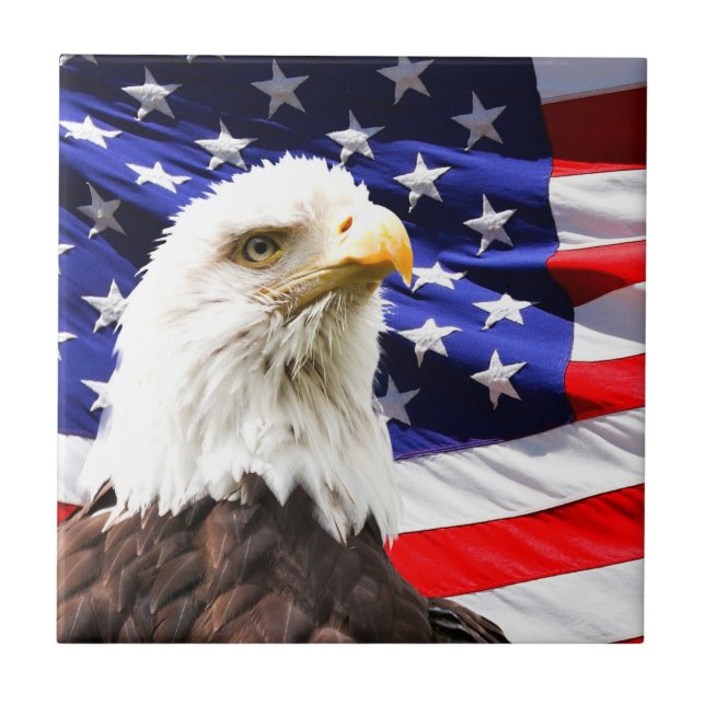 Amerikanische Flagge und Bald-Adler Fliese (Vorderseite)
