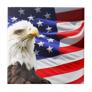 Amerikanische Flagge und Bald-Adler Fliese