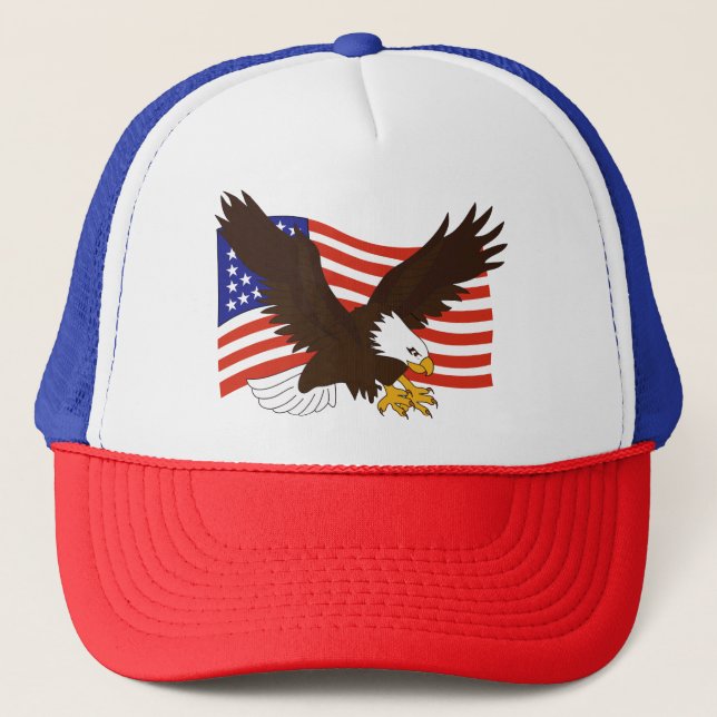 Amerikanische Flagge und Bald-Adler Truckerkappe (Vorderseite)