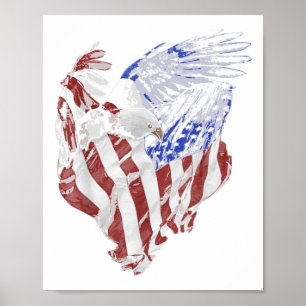 Amerikanische Flagge und Bald Eagle Patriotic Poster