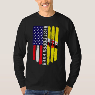 Amerikanische Flagge und Brunei Flag Beste Poppa-E T-Shirt