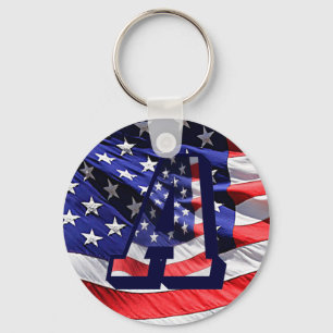 Amerikanische Flagge und Buchstabe "A" Schlüsselke Schlüsselanhänger