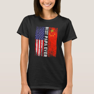 Amerikanische Flagge und China Flag Beste Papa-Eve T-Shirt