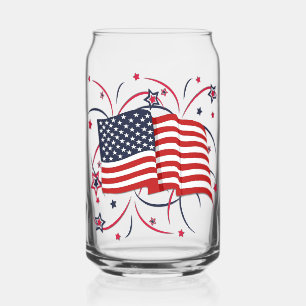 Amerikanische Flagge und Feuerwerk Dosenglas