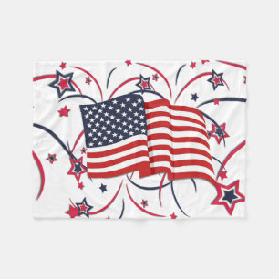 Amerikanische Flagge und Feuerwerk Fleecedecke