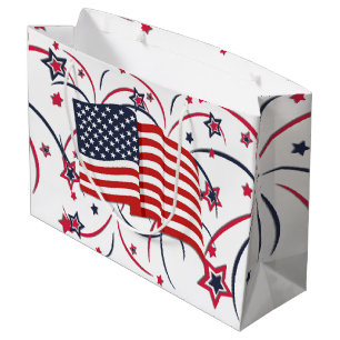 Amerikanische Flagge und Feuerwerk Große Geschenktüte