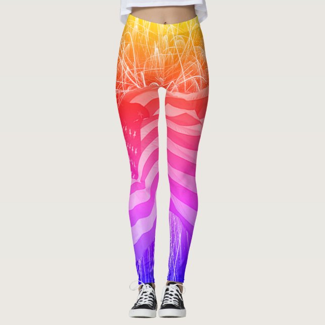 Amerikanische Flagge und Feuerwerk Ipanema Legging Leggings (Vorderseite)