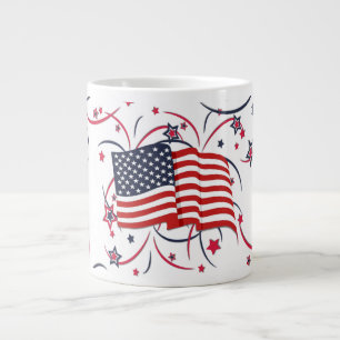 Amerikanische Flagge und Feuerwerk Jumbo-Tasse