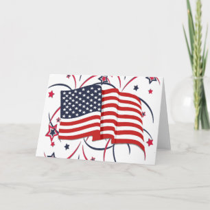 Amerikanische Flagge und Feuerwerk leer innen Karte