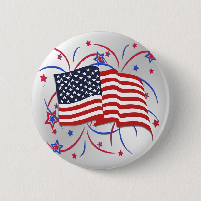Amerikanische Flagge und Feuerwerke Button (Vorderseite)