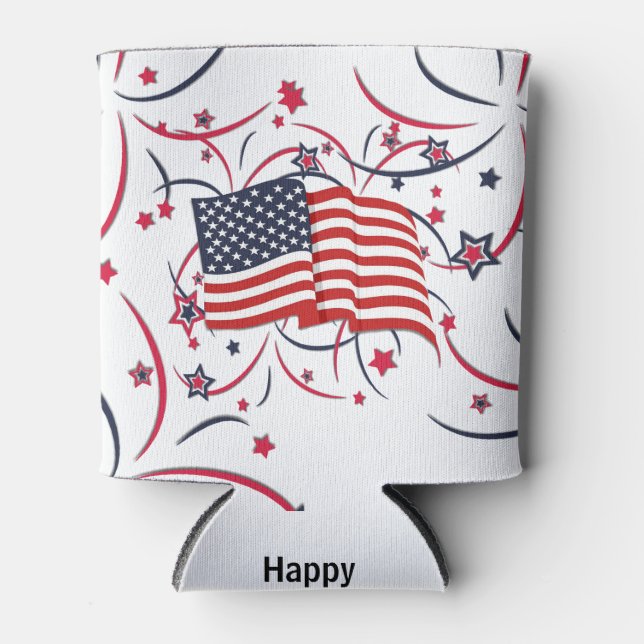 Amerikanische Flagge und Feuerwerke Dosenkühler (Vorderseite)