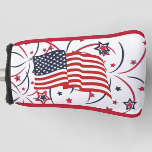 Amerikanische Flagge und Feuerwerke Golf Headcover