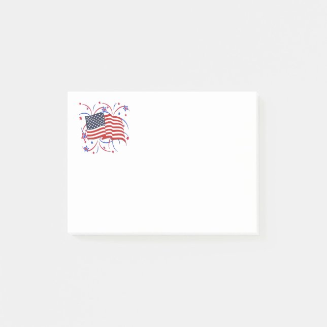 Amerikanische Flagge und Feuerwerke Post-it Klebezettel (Vorderseite)