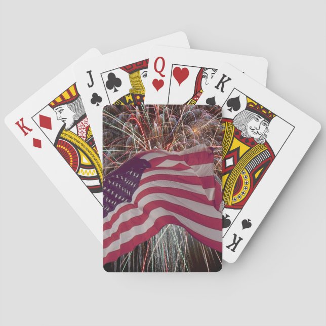 Amerikanische Flagge und Feuerwerke Spielkarten (Rückseite)